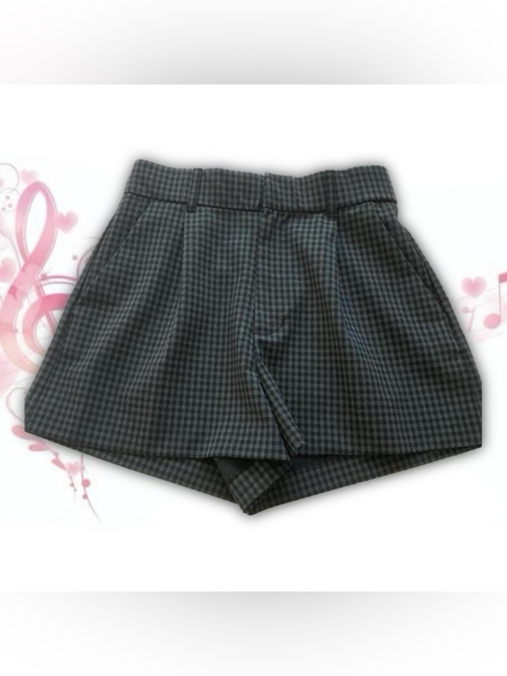zara grey checkered shorts